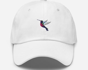 Chapeau de colibri, chapeau unisexe brodé, cadeau de colibri, chapeau d’amant de colibri.