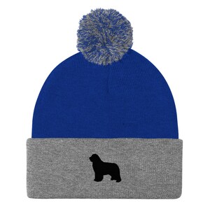 Newfoundland dog beanie, newfoundland dog gifts, embroidered unisex Pom-Pom Beanie, one size fits all.