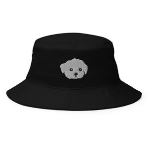 Cappello maltese, cane incrocio tra maltese e barboncino, regalo maltese, cappello da pescatore unisex ricamato, regali maltipoo.