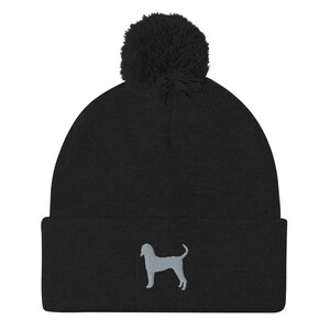 Bluetick Coonhound beanie, embroidered pom-pom beanie, Bluetick Coonhound gifts, dog mom dad hat.