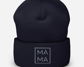 Mama beanie, embroidered unisex cuffed beanie, mama gifts, Christmas gifts.