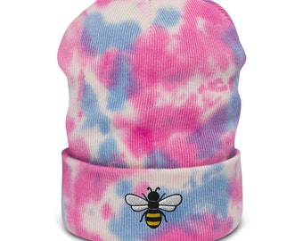 Bonnet tie-dye abeille, bonnet abeille abeille, bonnet tie dye brodé, cadeaux abeilles pour les amoureux des abeilles, cadeaux de Noël.