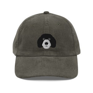 Portuguese water dog corduroy hat, embroidered unisex corduroy hat, portuguese water dog gifts.