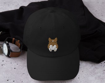 Corgi butt hat, embroidered corgi hat, unisex Dad hat, corgi gift, corgi lover gifts.
