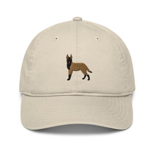 Belgian Malinois hat, colored Malinois hat, embroidered unisex organic dad hat, belgian malinois gifts, malinois dog mom dad hat.