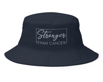 Stronger than cancer hat, embroidered unisex bucket hat, cancer hats, cancer gifts for men, for women, cancer survivor gifts.