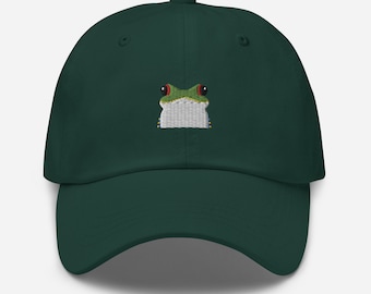Funny frog hat, frog hat adult, embroidered frog hat, frog gifts for frog lovers, frog hat for women, for men.