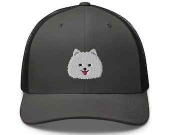 ホワイトポメラニアン刺繍コーデュロイキャップ | ポメラニアン犬への