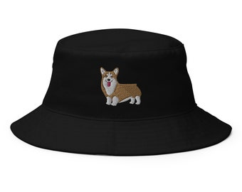 Corgi hat, Pembroke Welsh Corgi hat, Embroidered Unisex Bucket hat, corgi mom hat, corgi dad hat, corgi dog gifts.