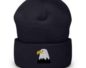 Bonnet aigle, bonnet brodé unisexe à revers, chapeau aigle, cadeaux aigle pour les amateurs d'aigle.