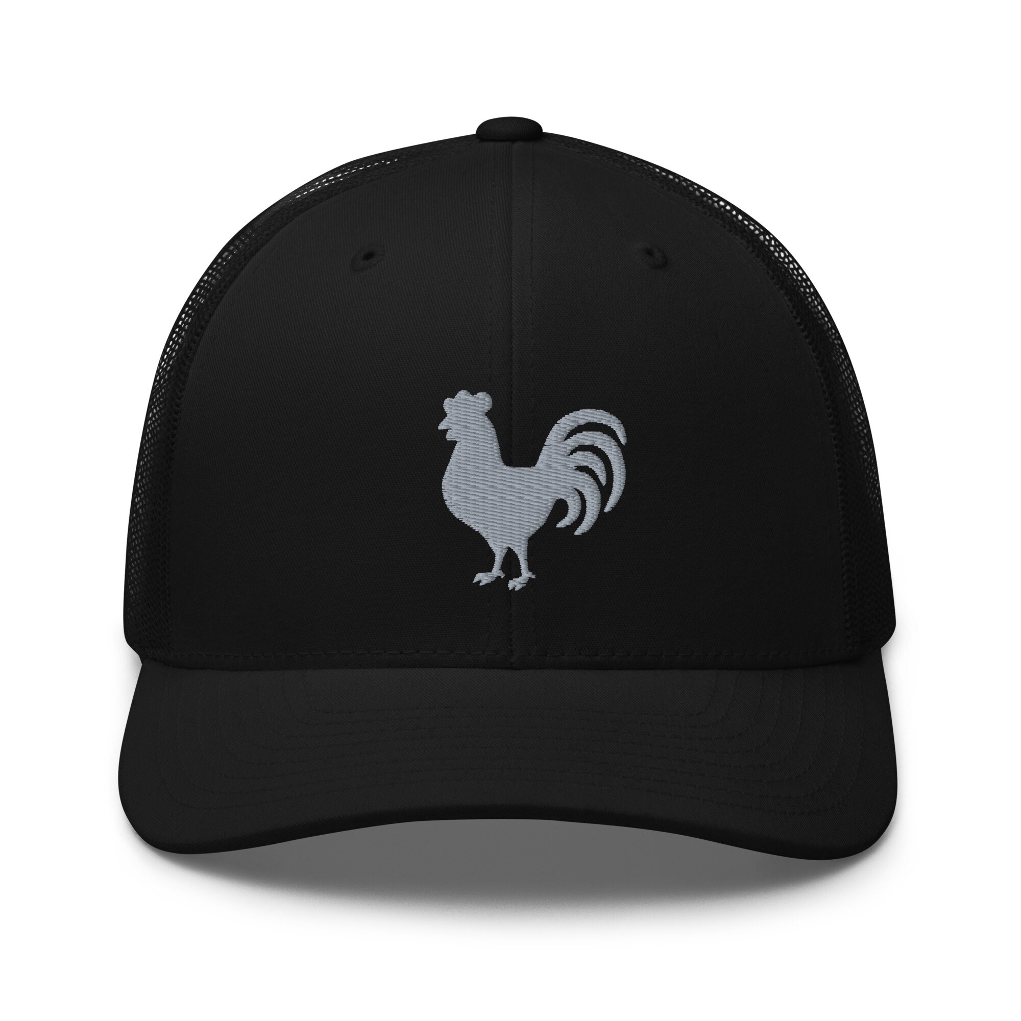 Custom Rooster Silhouette Baseball Cap – Richardson Mesh Trucker Hat With Embroidery, Khaki Coffee Design