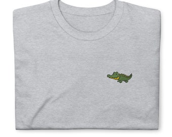 Crocodile shirt, Kawaii Crocodile shirt, embroidered Short-Sleeve Unisex T-Shirt, Crocodile gifts.
