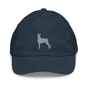 Doberman hats for kids, embroidered doberman youth baseball cap, doberman hat for kids.