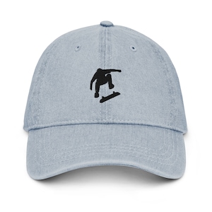 Skateboard hat, skateboard hats for men, skateboarding hat, embroidered unisex denim hat.