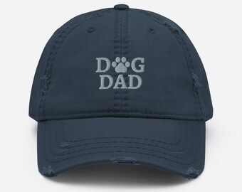 Dog dad hat, dog dad gift, embroidered unisex distressed dad hat, dog dad Christmas gifts, Distressed Dad Hat