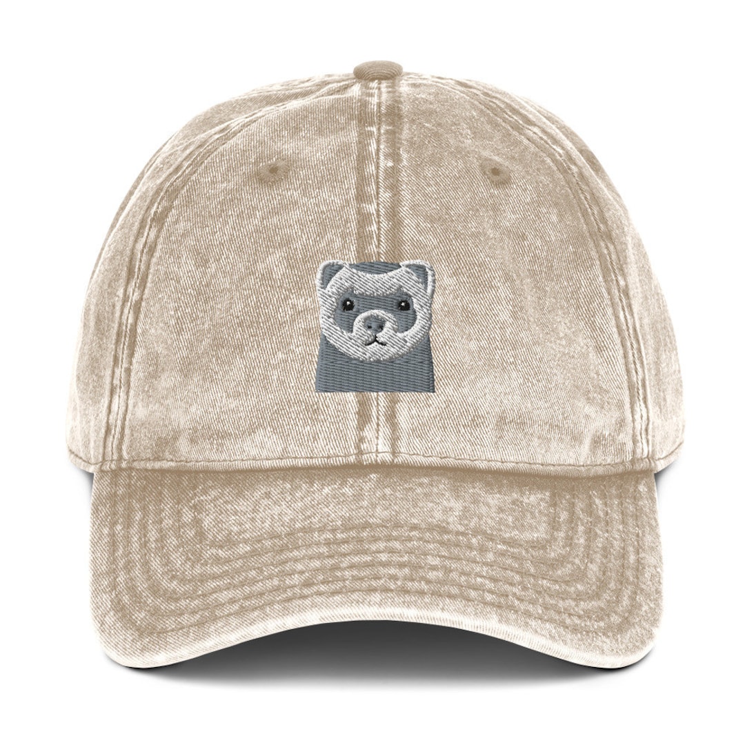 Bust Hat Ferret Hat, Embroidered Ferret Bust Hat, Unisex Vintage Hat, Ferret ...
