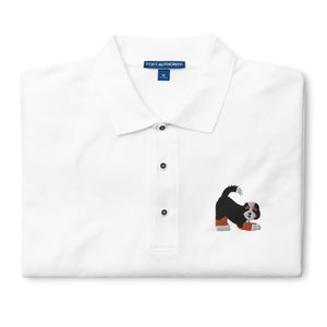Bernedoodle Poloshirt, lustiges Bernedoodle Vorderansicht besticktes Premium-Poloshirt für Männer, Geschenk zum Vatertag, Geburtstagsgeschenk.