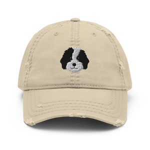 Bernedoodle Hut, bestickter Bernedoodle Hut, Bernedoodle Geschenk, schwarz-weisser Bernedoodle Hut, Unisex Distressed Dad Hat