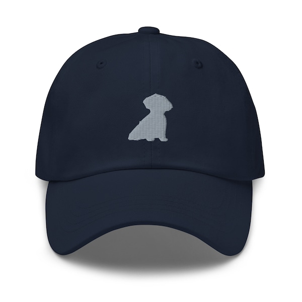 Yorkiepoo hat, yorkie sitting, embroidered unisex baseball hat, yorkiepoo gifts.
