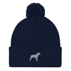 Rottweiler beanie, embroidered unisex pom-pom beanie, Rottweiler gift, Rottweiler dog mom dad hat.