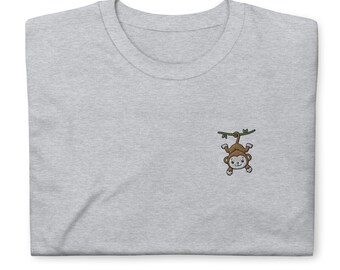 Monkey shirt, Kawaii Monkey Shirt, embroidered Short-Sleeve Unisex T-Shirt, Monkey gifts.