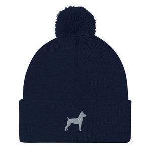 Gorro de rat terrier, gorro con pompón bordado, regalo de rat terrier, gorro para mamá y papá de perro rat terrier.
