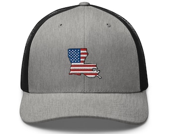 Cappello da camionista della Louisiana, cappello unisex ricamato, regali della Louisiana.