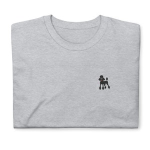 Black Poodle shirt, full color embroidered Short-Sleeve Unisex T-Shirt full color, Black Poodle gifts, birthday, Christmas.