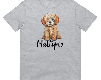 Maltipoo shirt, Short-Sleeve Unisex T-Shirt, Maltese and poodle mixed dog shirt, maltipoo gifts.