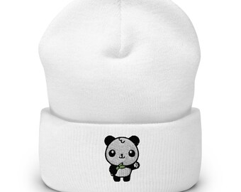 Czapka z motywem pandy, kawaii czapka z motywem pandy, haftowana czapka z mankietem, dla dzieci i dorosłych, jeden rozmiar pasuje na wszystkich.