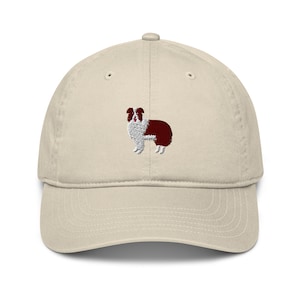 Border collie hat, embroidered unisex organic dad hat, border collie mom hat, border collie dad hat, border collie gifts.