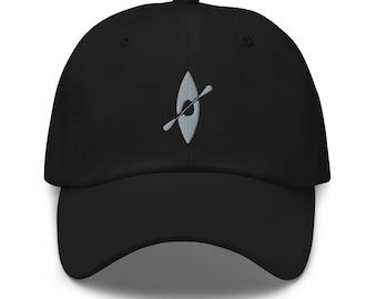 Cappello da kayak, cappello da kayak, per uomo e donna, cappello da baseball unisex ricamato, regali per kayak, ricamo grigio.