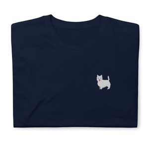 Westie shirt, full color embroidered Short-Sleeve Unisex T-Shirt, West Highland Terrier shirt, Westie gifts, design 4.
