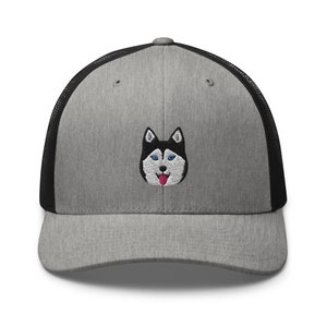 Husky trucker hat, embroidered unisex hat, Siberian husky gifts, siberian husky mom dad hat, new trucker hat designs.