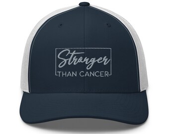 Stronger than cancer trucker hat, embroidered unisex hat, cancer hats, cancer gifts for men, for women, cancer survivor gifts.