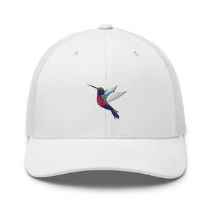 Hummingbird trucker hat, embroidered unisex hat, hummingbird gift, hummingbird lover hat, hummingbird hats for women and men.