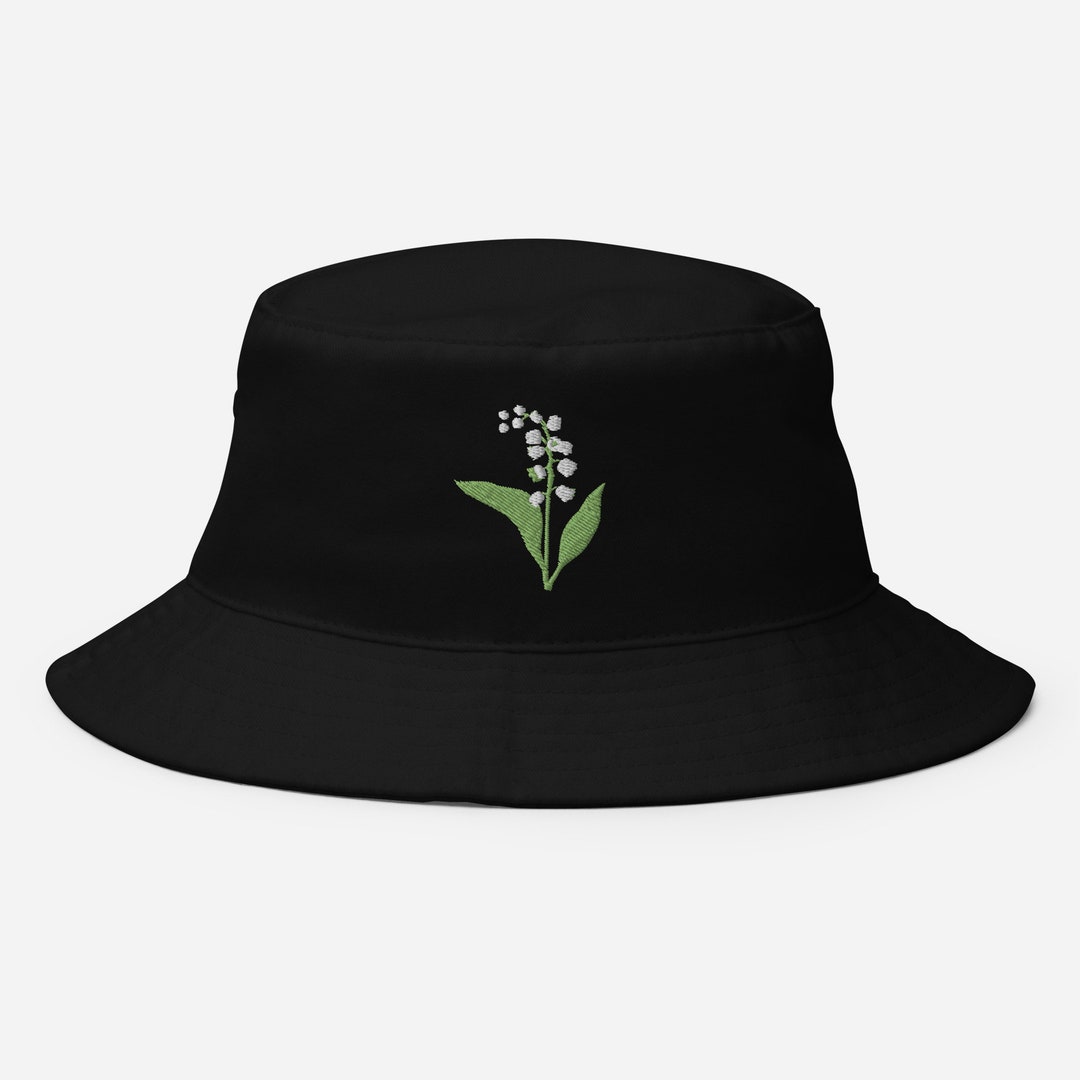 May Birth Flower Bucket Hat, Embroidered Lily of the Valley Hat, Lily