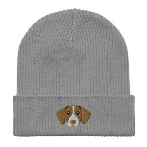 American Foxhound beanie, Embroidered Unisex 100% organic Cotton Ribbed Beanie, for kids and adults, Foxhound Gifts.