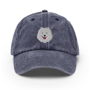 Samoyed hat, Samoyed Dog Cap, Samoyed Gifts, for Women and Men, Embroidered Unisex Vintage beechfield hat.