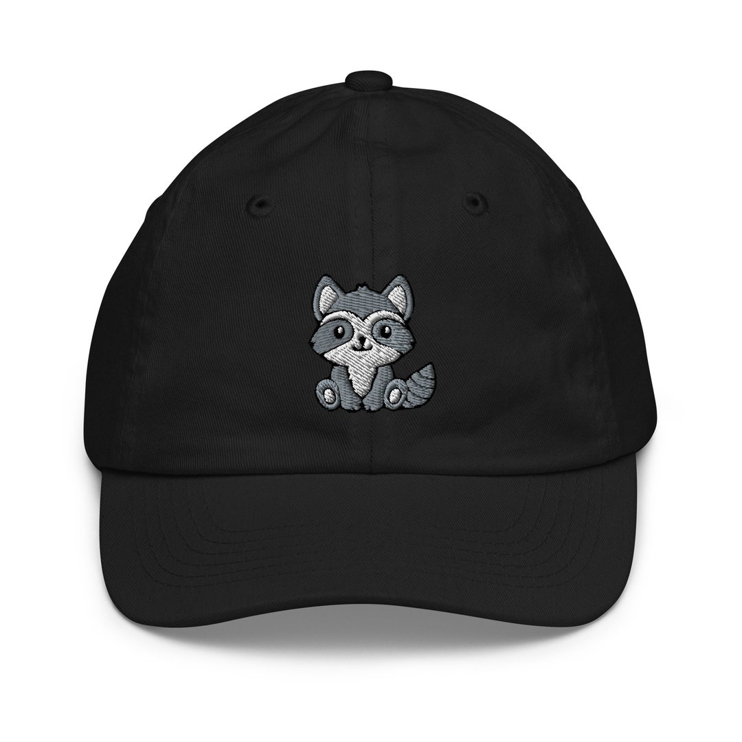 Raccoon Hat for Kids, Kawaii Raccoon Hat, Embroidered Youth Baseball