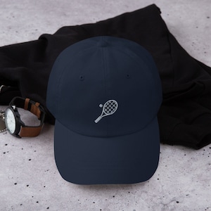 Tennis hat, embroidered tennis hat, tennis gift, tennis cap, unisex adult dad hat.