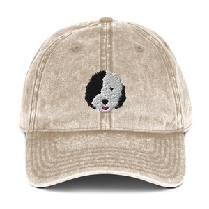 Sheepadoodle hat, embroidered unisex vintage hat, sheepadoodle gifts, new vintage hat designs.