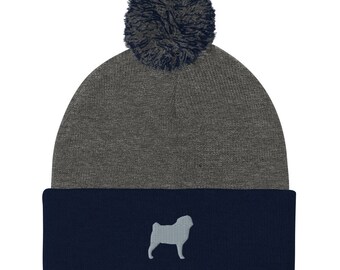 Pugs Knit Beanie w/ Pom Pom (Unisex) Pug Life Pom-Pom Beanie main image 2