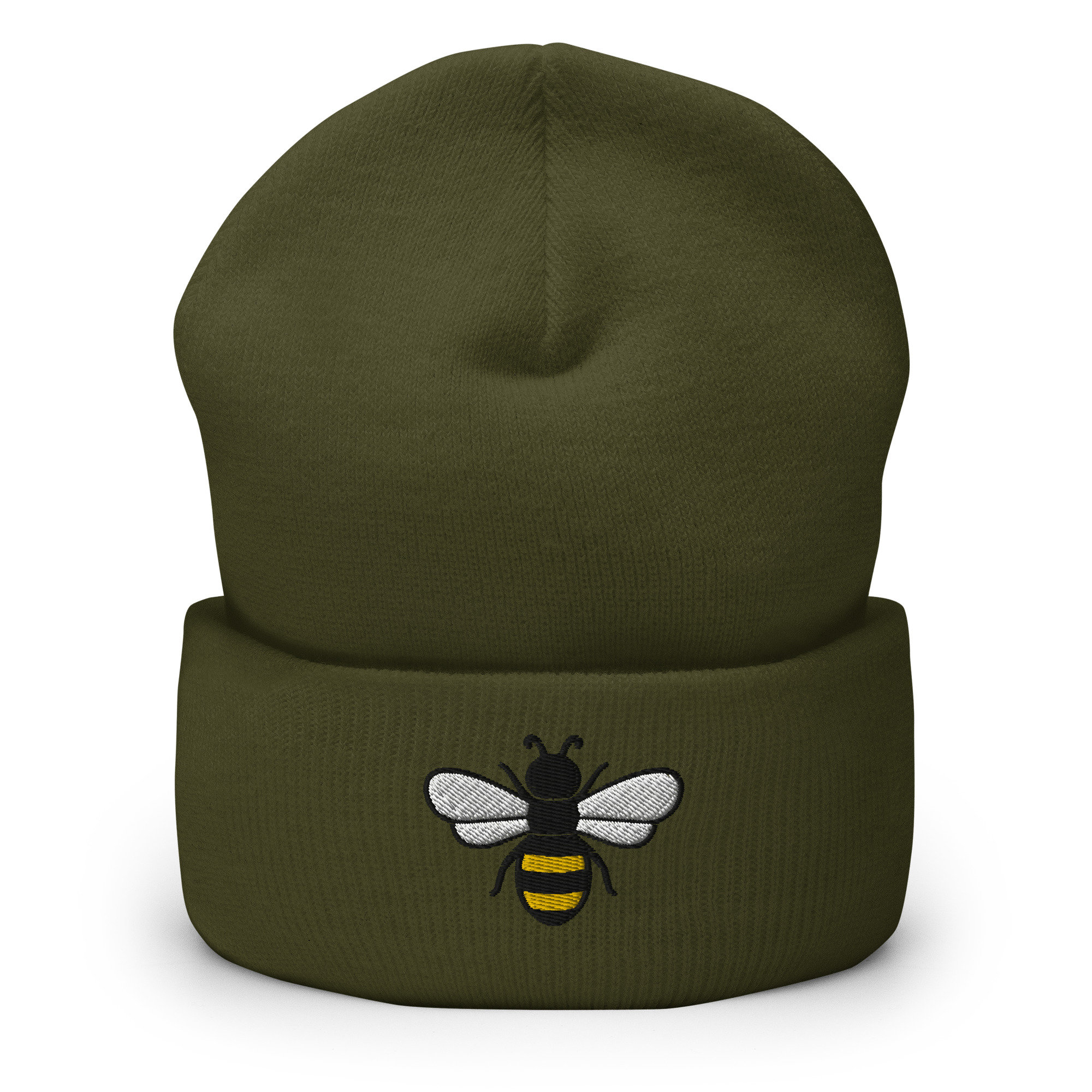 Trendy Apparel Shop Bee Embroidered Two Tone Pom Striped Long Beanie