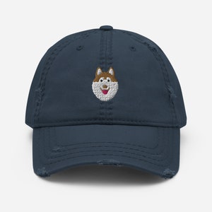 Husky hat, embroidered unisex hat, siberian husky gifts, siberian husky mom dad hat, Distressed Dad Hat