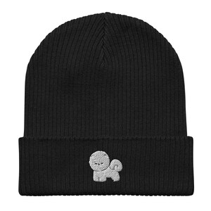 Bichon Frise beanie, Embroidered Unisex 100% organic Cotton Ribbed Beanie, for kids and adults, Bichon Frise Gifts.