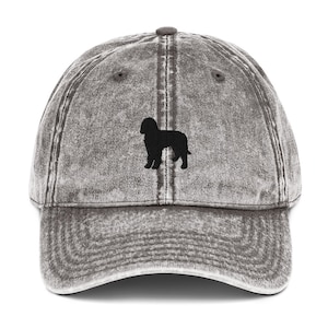Labradoodle hat, embroidered vintage hat, for adults, labradoodle gifts, black embroidery.