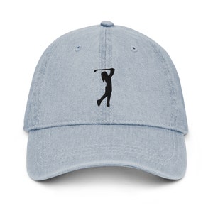 Golf hat, embroidered denim hat, golf gift for women, golf player cap, birthday gift, gift for mom wife.