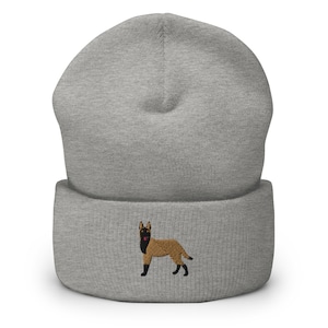 Belgian Malinois beanie, colored Malinois hat, embroidered unisex cuffed beanie, belgian malinois gifts, malinois dog mom dad hat.