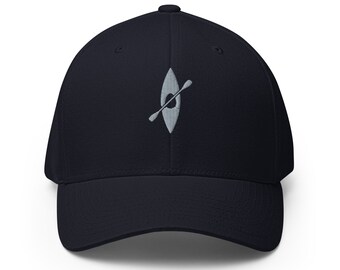 Cappello da kayak, cappello da kayak, per uomo e donna, cappello strutturato unisex ricamato, regali per kayak, ricamo grigio.